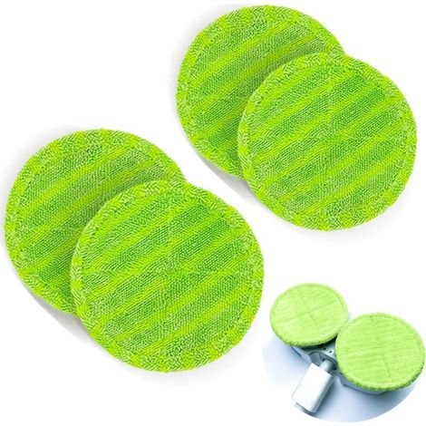 Set Mit 4 Grünen Mikrofaser-ersatzpads, 16 Cm Durchmesser, Universell Für Kabellose Elektrische Wischmopps, Waschbare Und Wiederverwendbare Tücher Zur Reinigung Aller Bodenarten