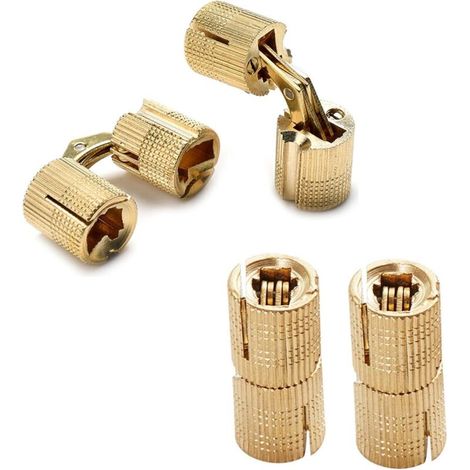 Set Mit 4 Unsichtbaren Zylindrischen Scharnieren Aus Messing Und Kupfer Für Schmuckkästchen Oder Geschenkboxen (8 Mm)