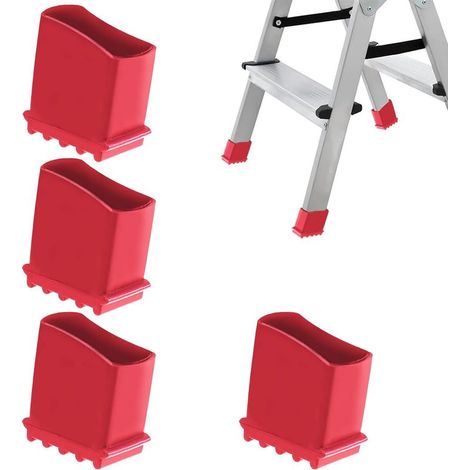 Set Mit 4 Leiterfüßen 50 X 25 Mm (rot), Gummifüße Für Leitern, Universelle Schutzkappen Für Leitern, Leiterfüße