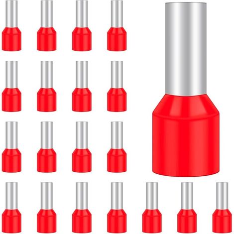 1000 Rote 10 Mm² Kabelschuhe, Isolierte Drahtenden, Flexible Elektrische Drahtenden (10 Mm² X 12 Mm)