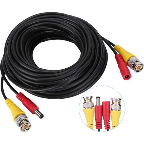 Zerodis Kamerakabel, Robustes Und Langlebiges Überwachungskabel, 18 Meter Bnc + Dc-stromkabel, Geeignet Für Videoüberwachung, Schwarzes Kabel (10 Meter/32,8 Fuß).