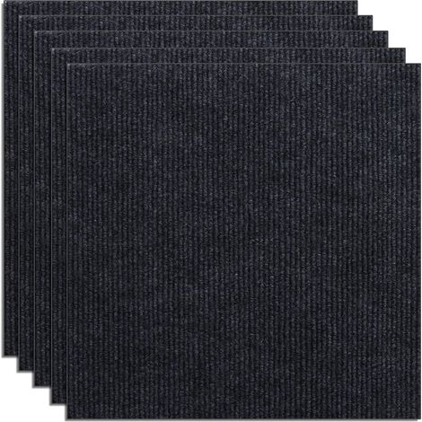 Schwarzes Set Mit 15 Rutschfesten Teppichfliesen. Leicht Anzubringen Und Abzuziehen. Für Büro, Wohnzimmer Und Schlafzimmer. 30 X 30 Cm