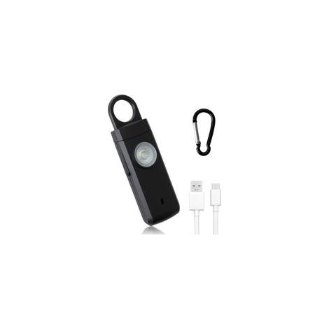 (schwarz) 130 Db Lauter Anti-überfall-alarm, Wiederaufladbarer Notfall-sicherheitsalarm, Schlüsselanhänger-alarm Mit Led-leuchten, Usb-typ-c-ladeanschluss, Tragbares Sicherheitsset