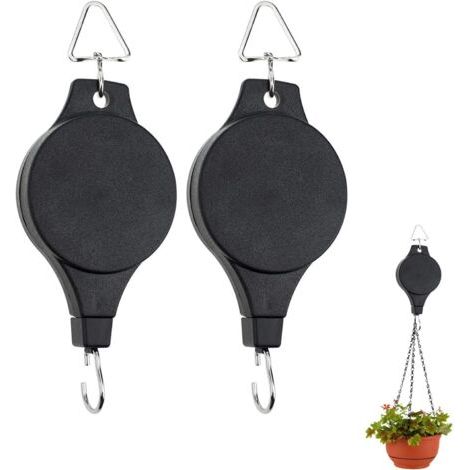 Ausziehbare Haken Zum Aufhängen Von Blumentöpfen Und -körben, 2er-set, Schwarz.