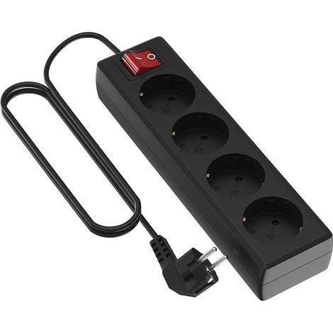 Einfache Schuko-steckdosenleiste Mit 4 Steckdosen, 1,5 Mm² X 3 M Kabel, Schwarz, Mittel