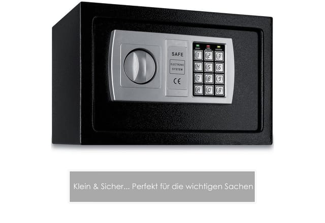 Tresor Safe Elektronik-Zahlenschloss 31x20x20cm LED-Anzeige Stahlbolzen Schwarz - Kesser