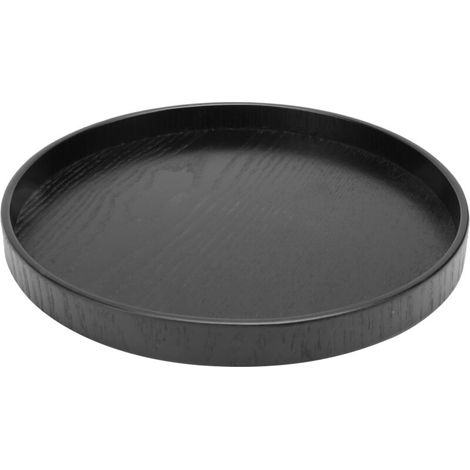 Brrnoo Rundes Schwarzes Holztablett, Ein Rundes Holztablett, Geeignet Für Kaffee, Tee Und Espresso.