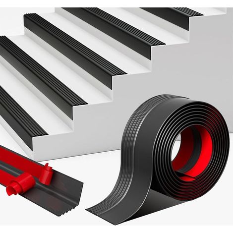 (schwarz) 2 M Vinyl-treppenkantenschutz, Treppenkantenschutz, Antirutschaufkleber, Geeignet Für Innen- Und Außentreppen, Einfache Montage, Rutschfest Und Wasserdicht