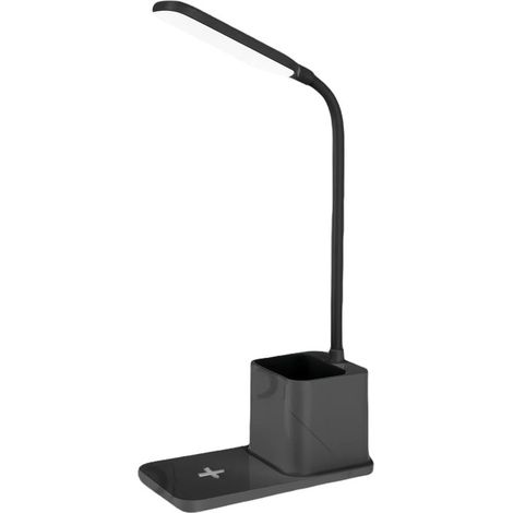 Schreibtischlampe Mit Kabelloser Ladestation Und Stifthalter, Led-lampe Mit Einstellbarer Helligkeit, Tragbarem Ladegerät Und Zubehörbeleuchtung Mit Stifthalter Für Büro Und Studium