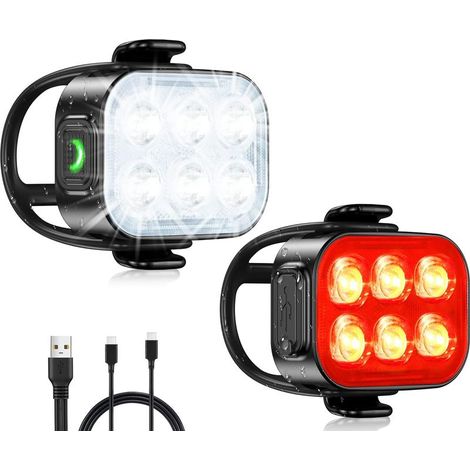 Fahrradbeleuchtung Für Nachtfahrten, Usb-wiederaufladbare Vorder- Und Rücklichter, 4+6-modus-beleuchtungsset (scheinwerfer Und Rücklicht)