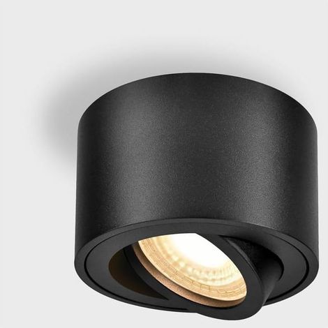 1x Schwarzer Deckenstrahler – Ø 75 X 55 Mm – Verstellbarer Aufputzstrahler – 10 W, 3000 K – 220 V Led-modul Enthalten – Led-deckenstrahler Aus Aluminium