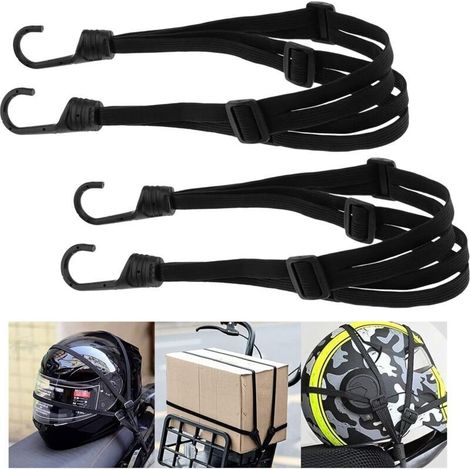 Elastische Kordeln Mit Haken, 2 Verstellbare Gepäckgurte, Elastischer Gurt Mit 4 Verschiebbaren Schlaufen Zur Sicherung Eines Motorradhelms, Gepäcks Und Einer Umhängetasche.