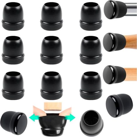 Schutzgleiter Für Stuhlbeine, Set Mit 16 Kleinen Schwarzen Silikongleitern, Durchmesser 20-28 Mm, Für Teppichböden, Aus Teflon Und Thermoplastischem Elastomer.