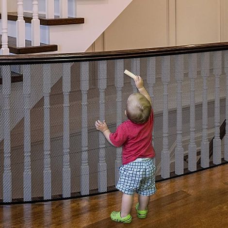 Sicherheitsnetz Für Treppen (78 Cm X 4,5 M), Schutznetz Für Treppengeländer, Sicherheitsnetz Für Balkon Und Treppe (schwarz)