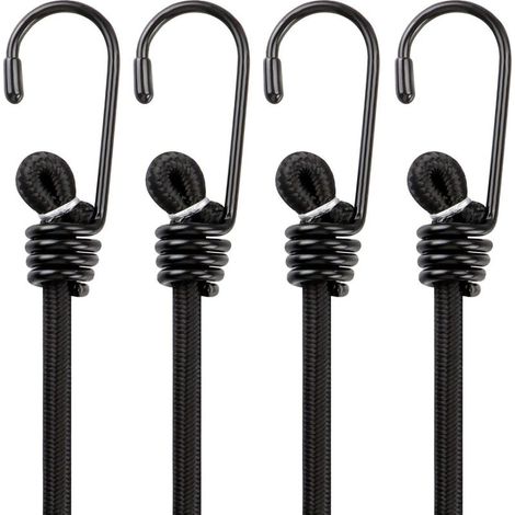 (4er-set) Hochwertige Elastische Kordelhaken Mit Extra Starken Schwarzen Elastischen Kordelschlaufen, Geeignet Für Den Außenbereich