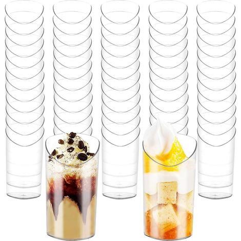 Set Mit 30 Dessertbechern Aus Kunststoff, 70 Ml, Rund, Schräg, Wiederverwendbar, Kleine Dessertbecher Aus Kunststoff