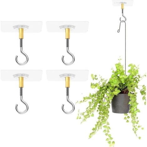 Selbstklebende, Transparente Deckenhaken, Kein Bohren Erforderlich, Zum Aufhängen Von Pflanzen, Mit Selbstklebenden Edelstahlhaken.