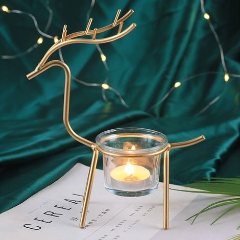 Kerzenhalter Aus Eisen, Teelichthalter In Rentierform, Kerzenhalter Aus Glas, Weihnachtskerzenhalter, Teelichthalter, Kerzenständer, Kerzenständer Für Hochzeiten, Partys Und Tische