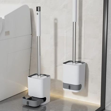 Zweiteilige, Rutschfeste Wand-wc-bürste Mit Sockel, Badezimmerreinigungswerkzeug, Kein Bohren Erforderlich, Kann Aufgehängt Oder Auf Eine Oberfläche Gestellt Werden
