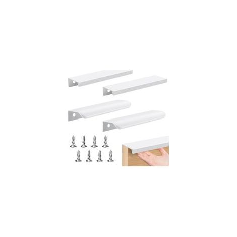 Set Mit 4 Unsichtbaren Griffen, 120 Mm, Weißes Aluminium, Verdeckte Griffe Für Möbel Und Türen, Inklusive Schrauben