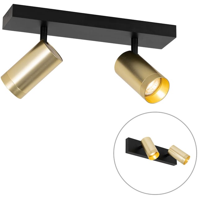 Deckenstrahler schwarz mit goldenem verstellbarem 2-Licht - Jeana Luxe