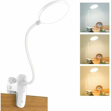 Wiederaufladbare, Kabellose Led-schreibtischlampe, 3 Farben Und 3 Helligkeitsstufen, Touch-steuerung, Usb-clip-nachtlicht Für Kinder, 20 Leds, 360° Flexible, Tragbare Leselampe