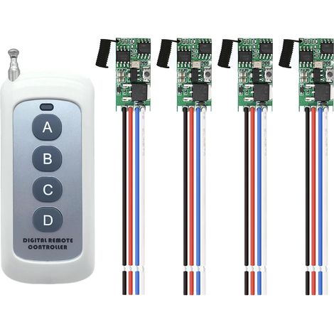 Miniatur-funkschalter 12v, 4-kanal-funk-unidirektionalschalter (vier Module + Eine Fernbedienung)