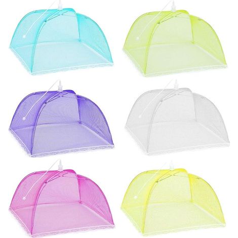 6-teiliges Pop-up-lebensmittelabdeckungszelt, Faltbare Lebensmittelabdeckung Aus Netzgewebe, Fliegen- Und Mückenschutz-geschirrabdeckung, Farbenfroh, 43 X 43 Cm