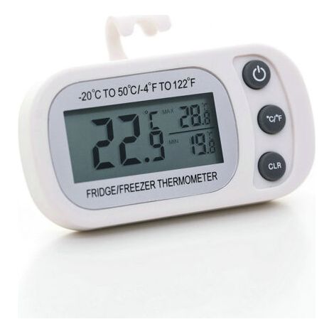 Kühlschrankthermometer Mit Lcd-anzeige, Wasserdichtes Digitales Gefrierschrankthermometer Mit Magnethaken, Weißes Kühlschrankthermometer (-20℃ Bis 50℃)