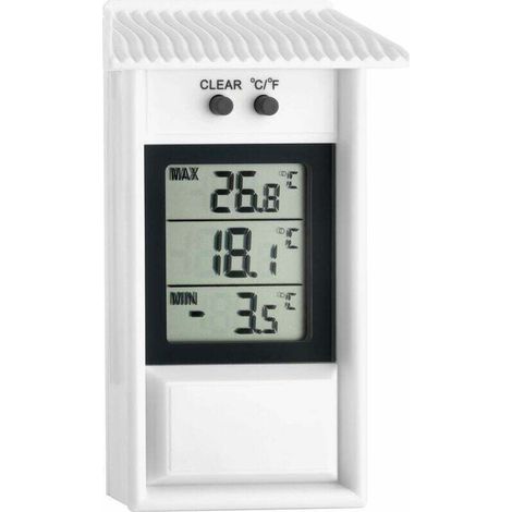 Digitales Thermometer Mit Anzeige Von Maximal- Und Minimaltemperatur, Wetterfest, Für Den Innen- Und Außenbereich Geeignet, Weiß