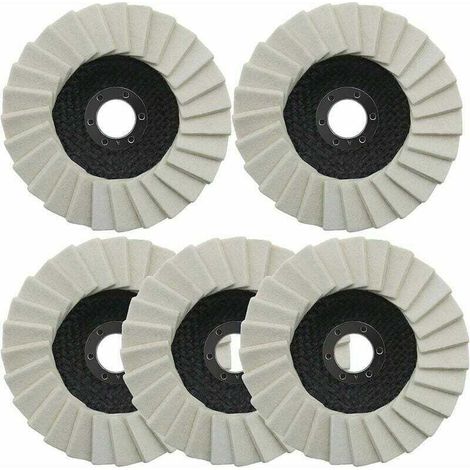 Polierscheibe Aus Wollfilz Mit Zahnscheibe Für Winkelschleifer, Geeignet Für Edelstahl, Glas, Metall Und Aluminium (5 Stück À 125 Mm)