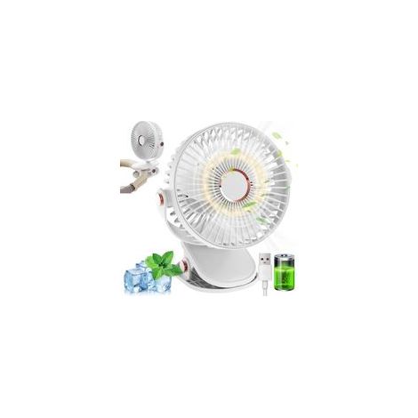Mini-usb-tischventilator, 2000-mah-akku, 5 Geschwindigkeitsstufen, 720°-drehung Für Zuhause, Büro Und Camping