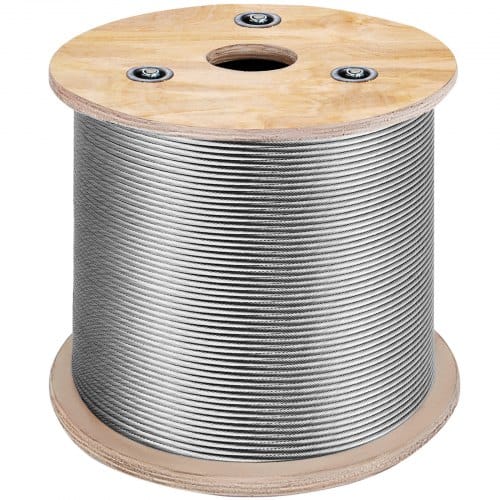 Vevor 316 Edelstahl Kabel Drahtseil 7x7 150 M, Stahlseil Seil Draht Stahl Abmessung 30 X 30 X 25 Cm, Edelstahl-drahtseil-kabel Rostfrei Bruchfestigkeit 650 Kg Für Leichtindustrie Brücken Usw.
