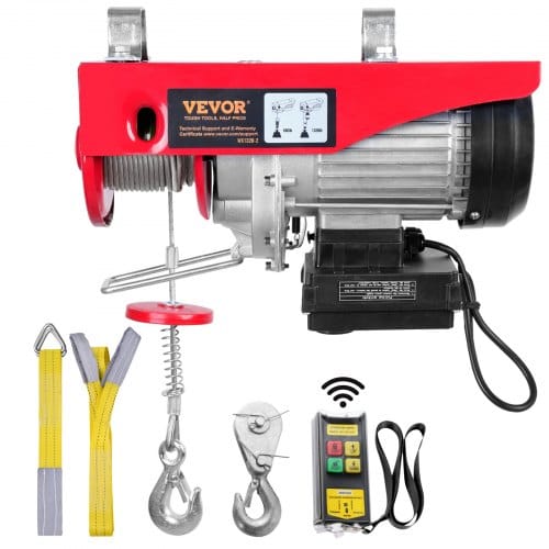 Mophorn - Elektrisches Hebezeug, 1320 Lbs, 1150 W, 220 V, Stahldrahtseilwinde, Kabellose Fernbedienung, 40 Fuß Hubhöhe, Motor Aus Reinem Kupfer, Garage, Lager, Fabrik