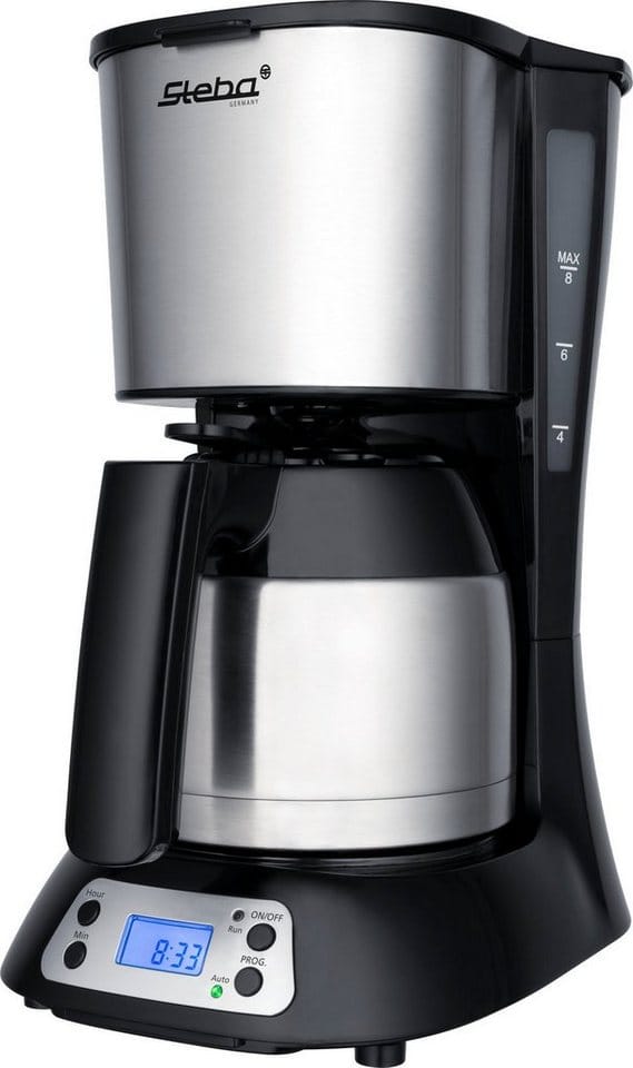 Steba KM F3 THERMO Kaffeemaschine Schwarz/Edelstahl Fassungsvermögen Tassen=8 Display, Isolierkanne