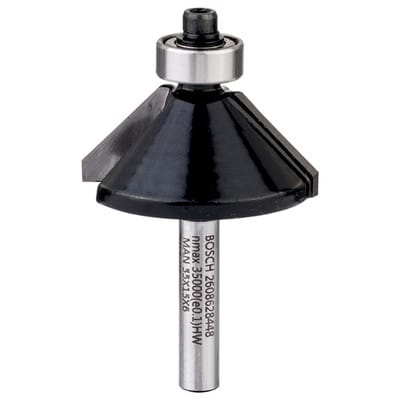 Fase-/Bündigfräser 6 mm, D1 34,9 mm, b 11,1 mm, l 14,6 mm, g 56 mm, 45° - Bosch