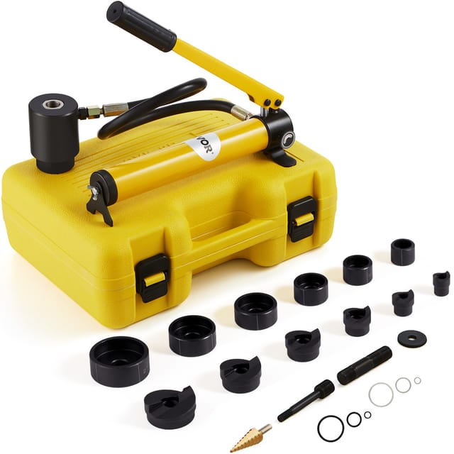 Mophorn - Vevor Hydraulisches Lochstanzer-set Knockout-lochtreiber-kit 10t, Handpumpe Stahl Lochwerkzeug Mit 6 Stanzformen Stanzen 12,7, 19,05, 25,4, 31,75, 38,1, 50,8mm, Hydraulik Puncher Lochstanzen