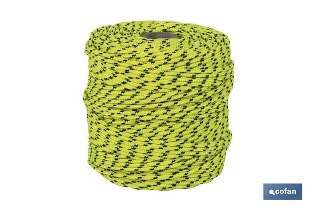 Gelb/Schwarzes geflochtenes Hippie-Kordel 3 mm x 100 m