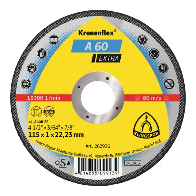 Klingspor - Kronenflex a 60 Extra Trennscheiben 115 x 1 x 22,23 mm gerade 25 Stück
