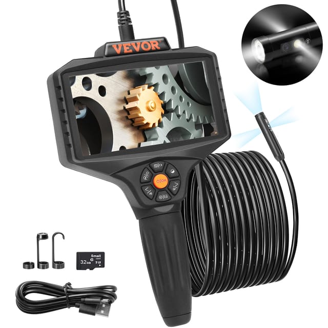 Endoskopkamera Dreifachlinse 5' Ips-bildschirm 854x480 Inspektionskamera 5m Kabel Rohrkamera 5000mah Akku Für 5-6std. Kanalkamera Ip67 Endoskop 180°drehbar Automotoren Abwasserkanäle Hvac-kanäle - Vevor