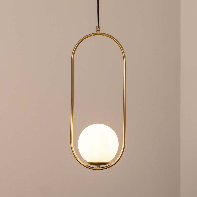 [gebraucht] B-ware Hängeleuchte Mudoni Gold/weiß E27 Dimmbar Designer Lampe Pendelleuchte 53cm