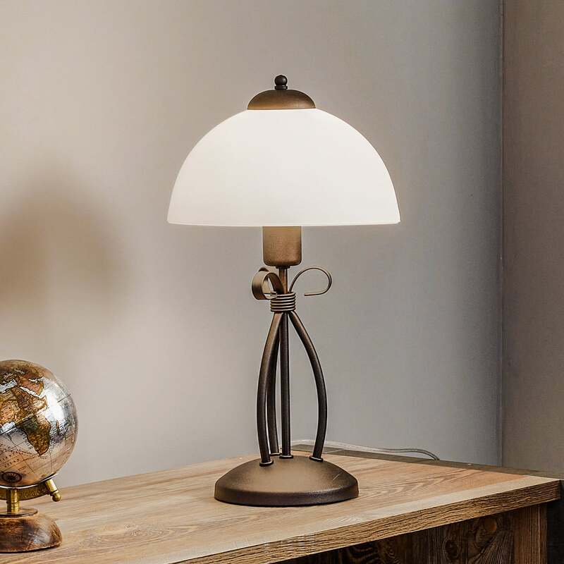 [neuwertig] B-ware Tischleuchte Adoro Led Lampe Tischlampe Leuchte Braun Weiß 43cm Höhe 25cm Ø