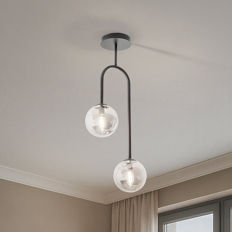 [gebraucht] B-ware Deckenlampe Atria Hängelampe Dimmbar Schwarz 2-flg 76cm Höhe Rauchgrau Leuchte