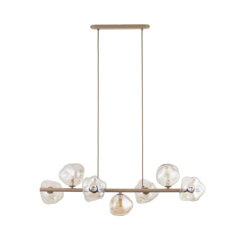 [neuwertig] B-ware Hängeleuchte Lava 7-flammig Led Pendelleuchte Dimmbar Sand Cognac 90x33cm