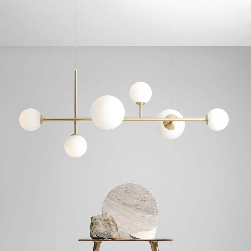 [gebraucht] B-ware Hängeleuchte Joel Hängelampe Deckenlampe Deckenlicht Led Messing/weiß 6-flammig