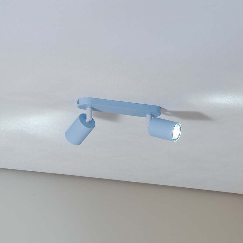 [neuwertig] B-ware Deckenstrahler Livia Led Dimmbar 2-flg Stahl Hellblau 35cm 17,5cm Ip20