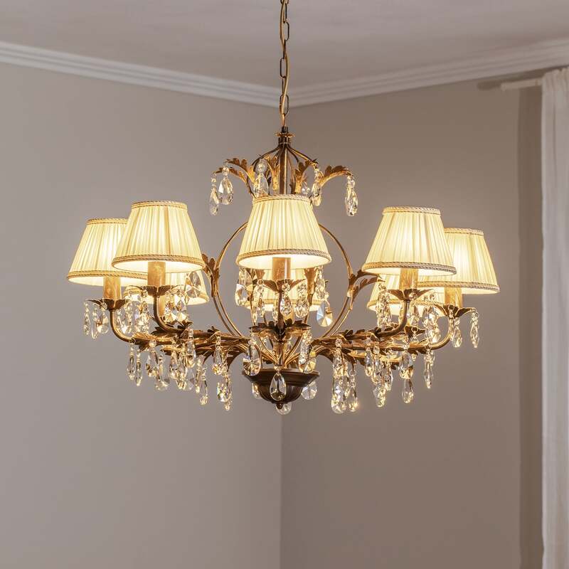 [gebraucht] B-ware Kronleuchter Karen Hängelampe 8-flammig Led Dimmbar Bronze Ø80cm Elegant