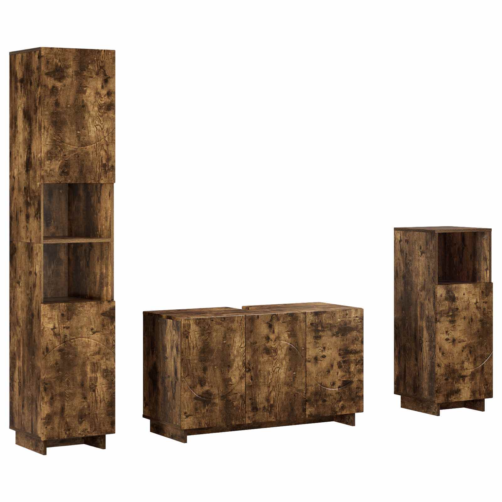 Badezimmerschrank-set 3 Stk. Raucheiche Holzwerkstoff Vidaxl