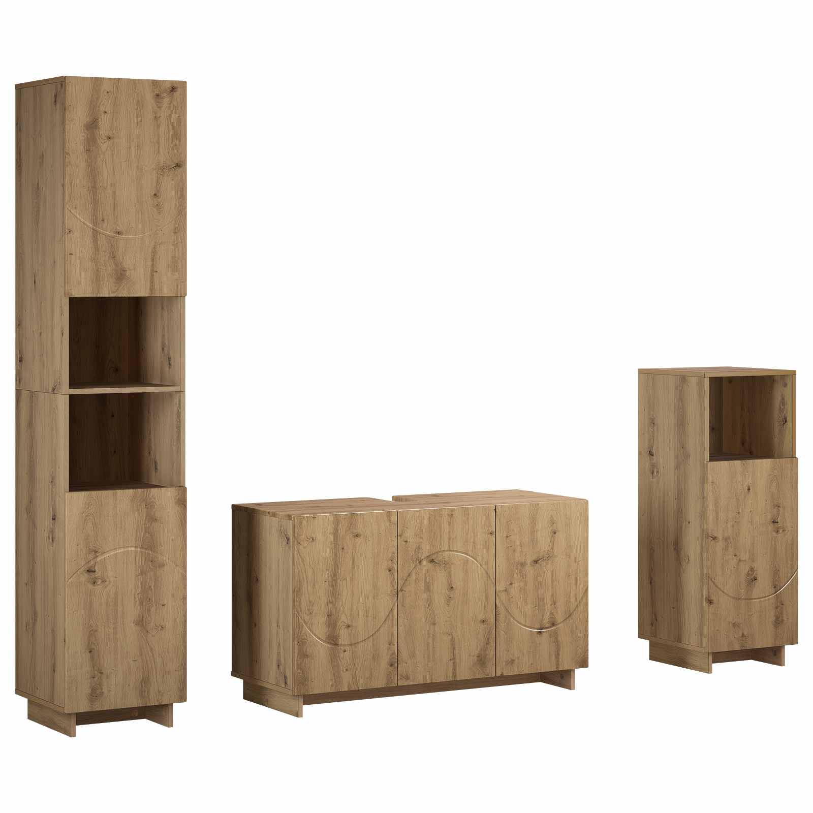 Badezimmerschrank-set 3 Stk. Artisan-eiche Holzwerkstoff Vidaxl