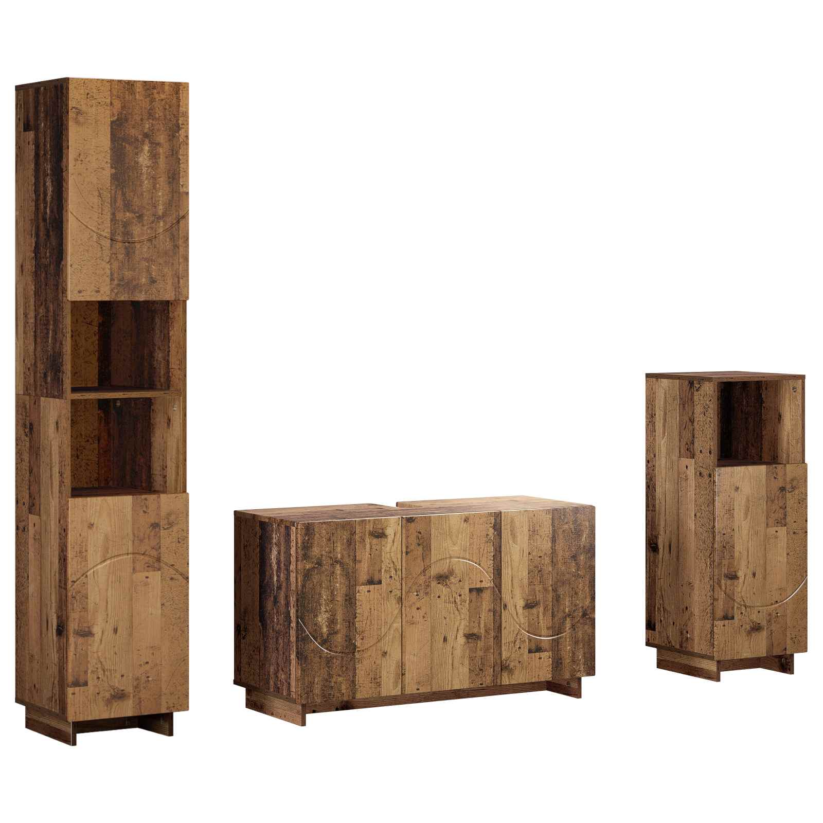Badezimmerschrank-set 3 Stk. Altholz Holzwerkstoff Vidaxl